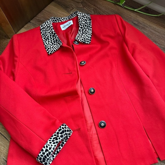 Christopher & Banks Red Jacket with Animal Print Accents - Picture 2 of 5